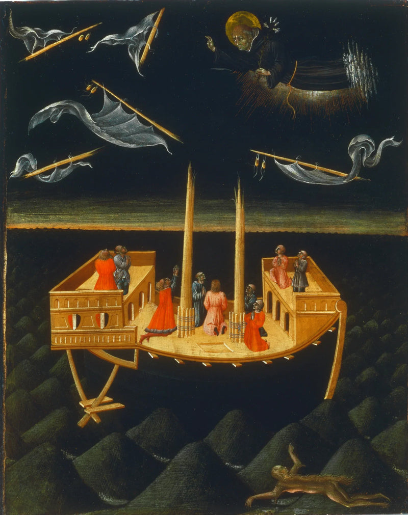 San Nicola da Tolentino che salva un naufrago - Giovanni di Paolo