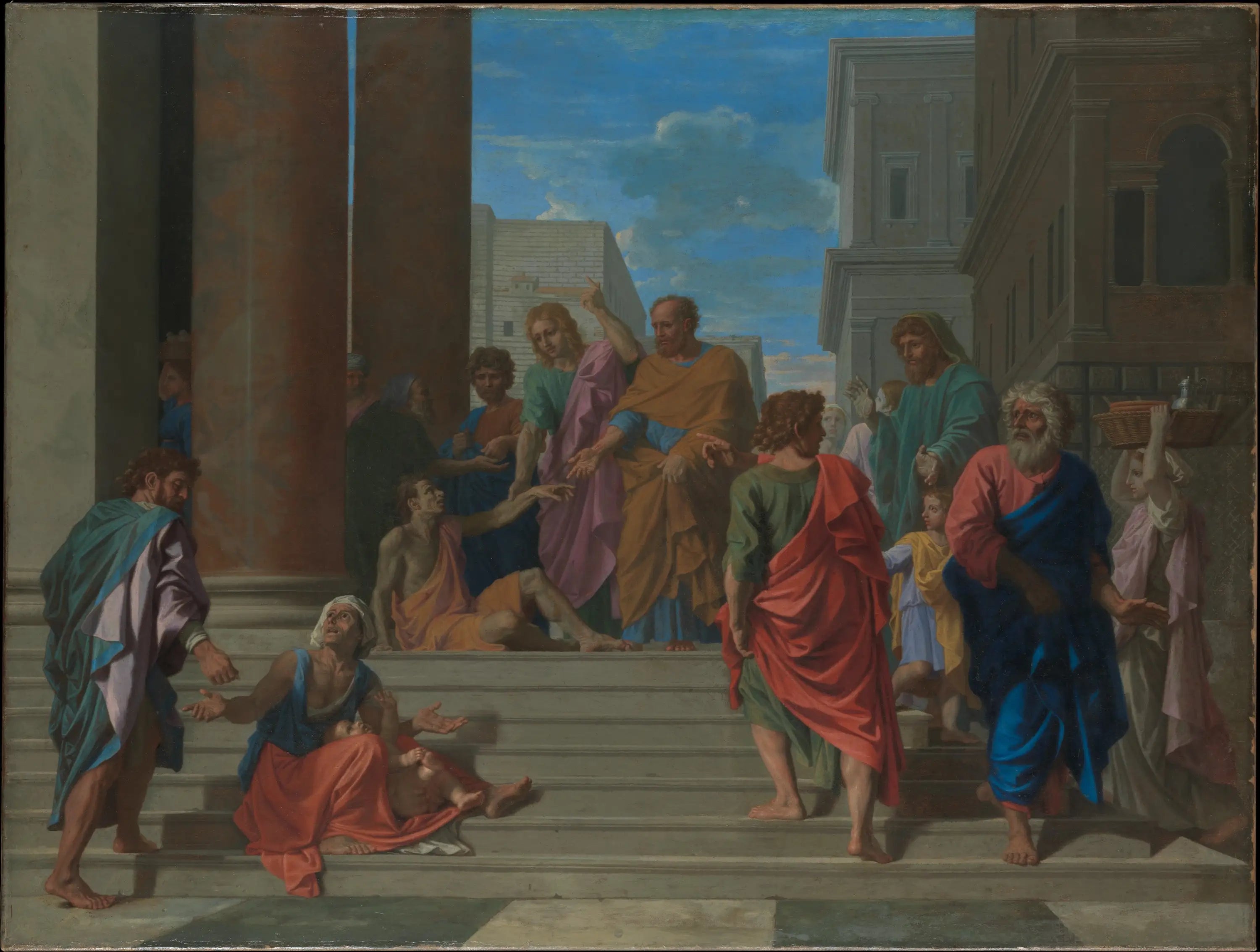 Saint Pierre et Saint Jean guérissant le boiteux - Nicolas Poussin image 1 copie de tableau peinte à la main