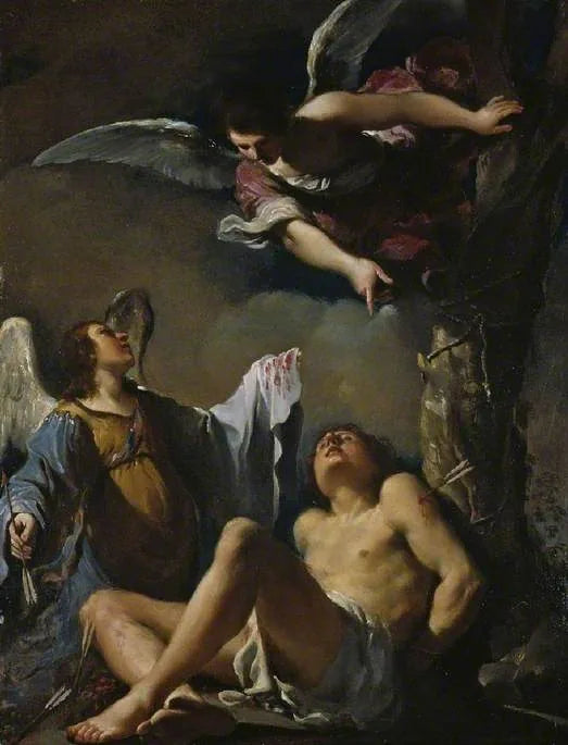 San Sebastiano soccorso da due angeli - Guercino
