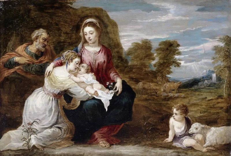Santa Famiglia con Santa Elisabetta e San Giovanni bambino - David Teniers il Giovane