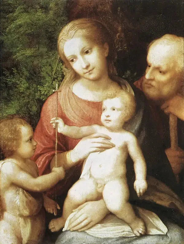 Santa Famiglia con san Giovanni Battista bambino - Antonio da Correggio