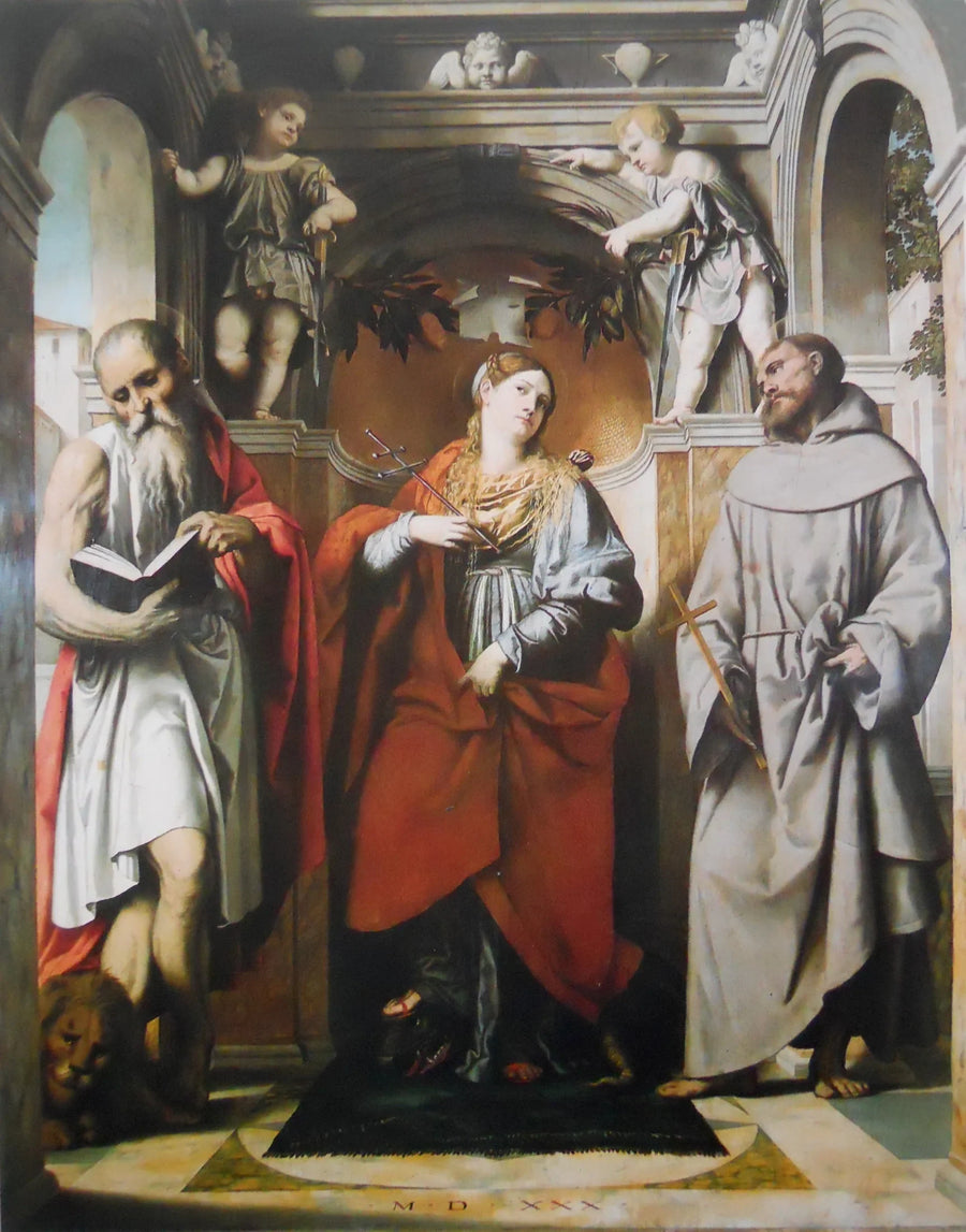Santa Margareta d'Antioche con i santi Gerolamo e Francesco - Alessandro Bonvicino