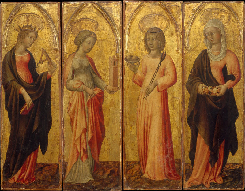 Santa Caterina d'Alessandria, Barba, Agata e Margherita - Giovanni di Paolo
