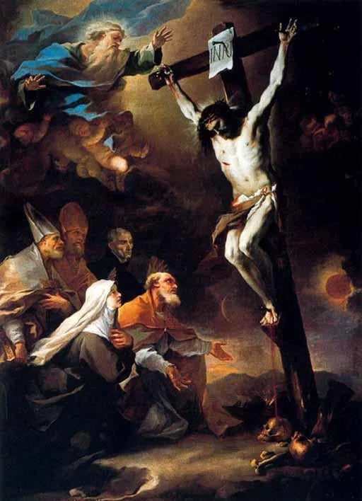 Santi patroni di Napoli adorando la croce - Luca Giordano