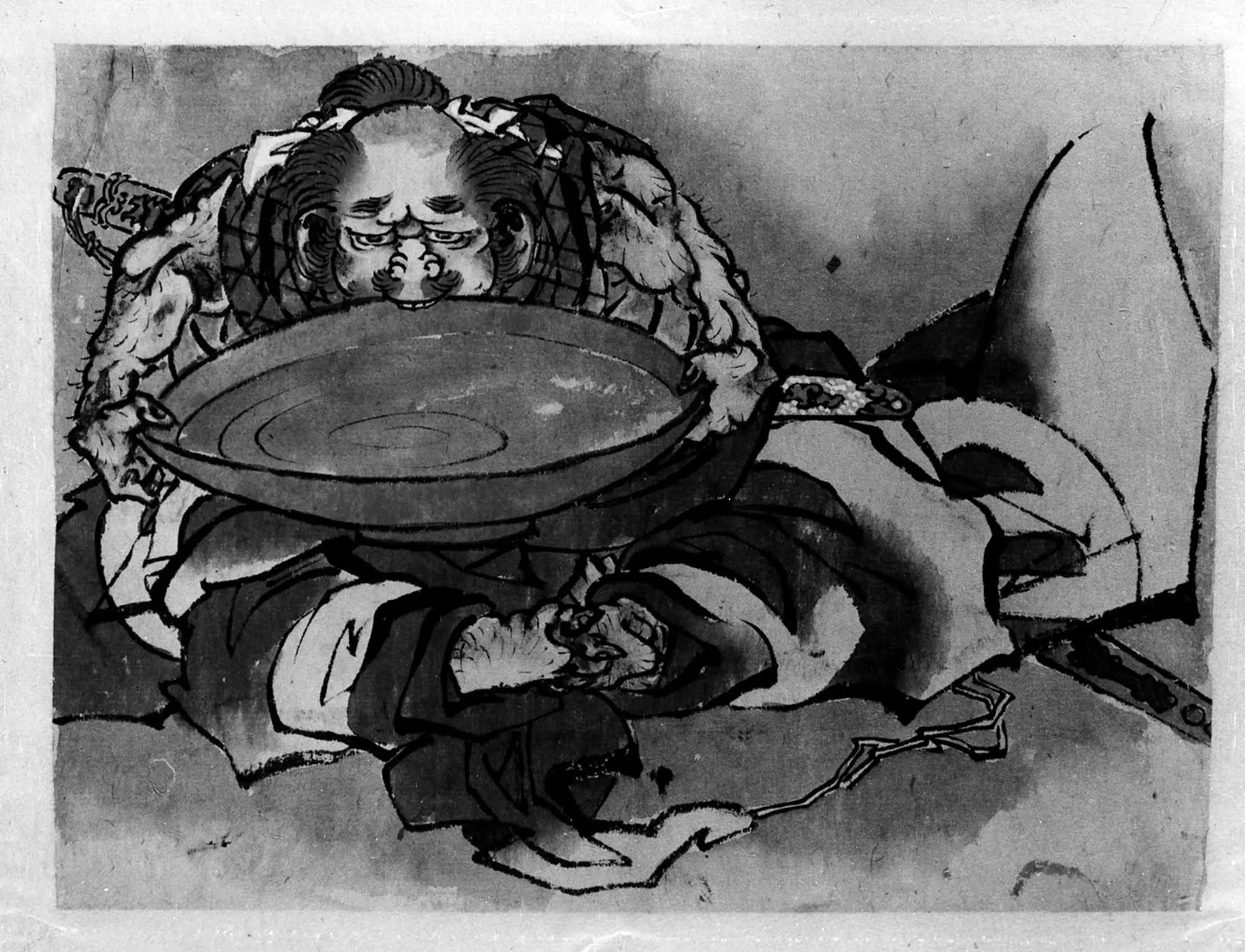 Sakata Kintoki buvant du vin de saké - Hokusai - Alpha Reproduction