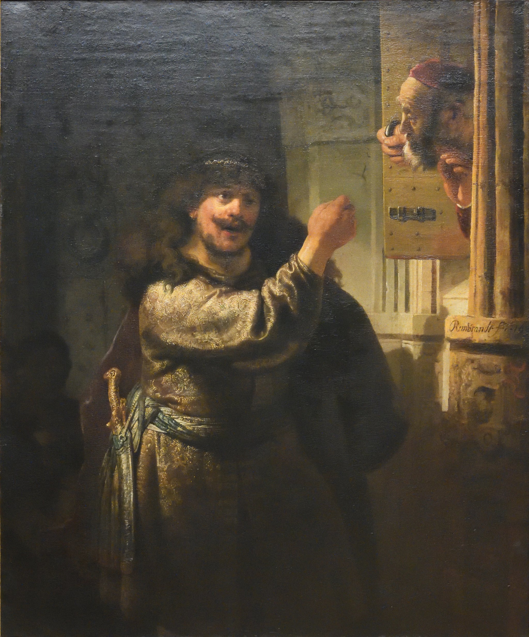 Samson menaçant son beau-père — Rembrandt, 1635, Gemäldegalerie de Berlin