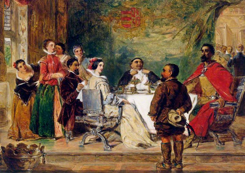 Sancho Panza raconte une histoire au duc et à la duchesse (extrait de « Don Quichotte » de Cervantès) - William Powell Frith image 1 reproduction artisanale de tableau
