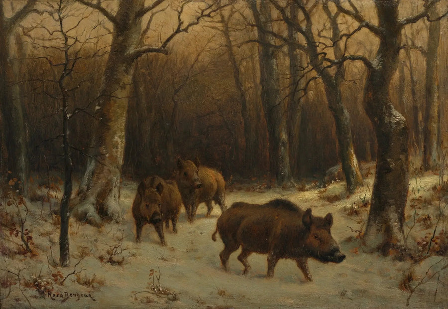 Cinghiali nella neve - Rosa Bonheur