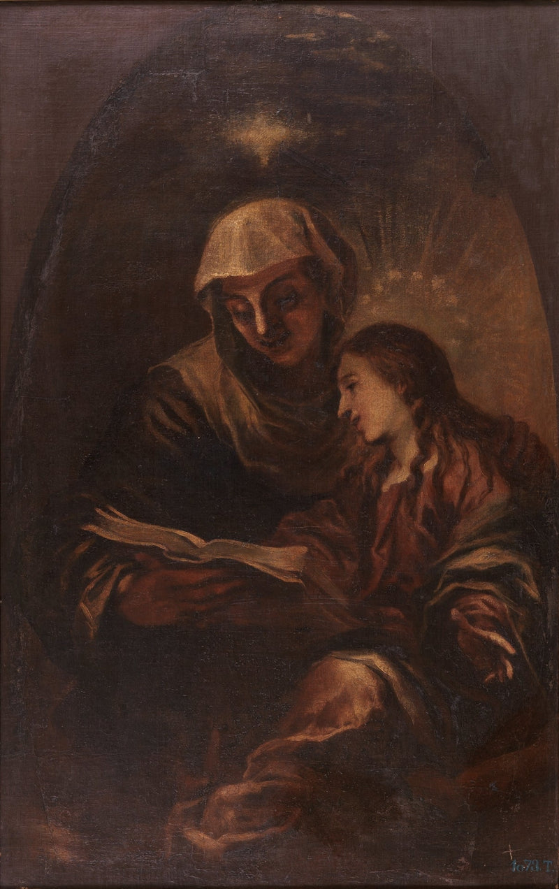 Santa Ana enseñando a leer a la Virgen - Francisco Herrera the younger
