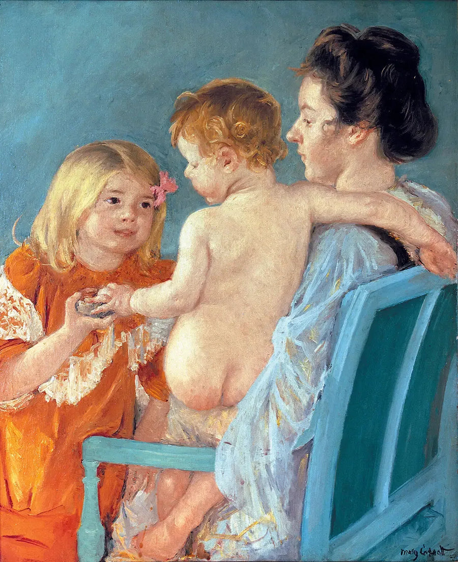 Sara dà un giocattolo al bambino - Mary Cassatt