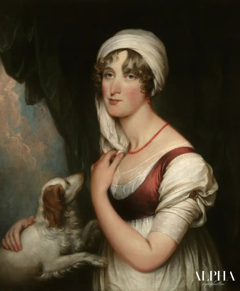 Sarah Trumbull avec un épagneul - John Trumbull - Reproductions de tableaux et peintures haut de gamme