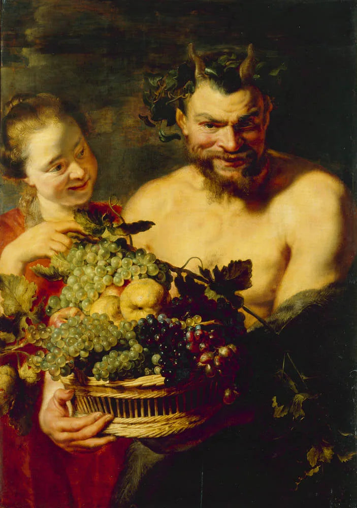 Satyre et fille au panier de fruits - Frans Snyders image 1 reproduction artisanale de tableau