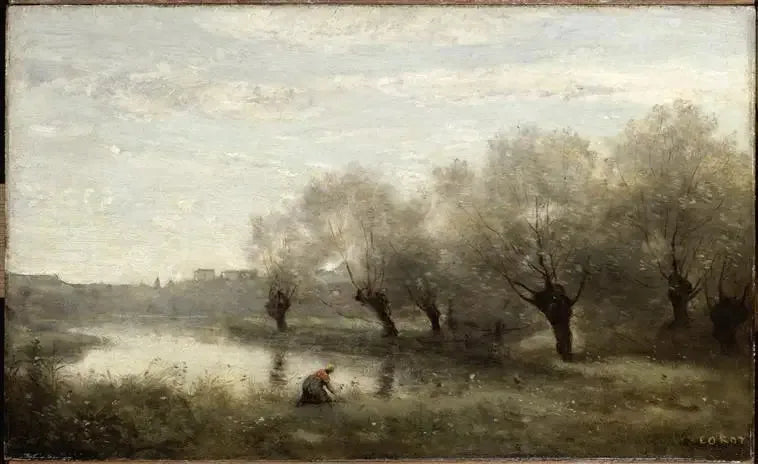 Saulaie alla punta di una palude - Jean-Baptiste Camille Corot