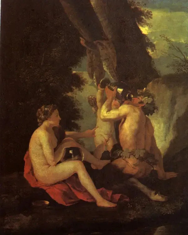 Scène bachique ou Nymphe e satiro che beve - Nicolas Poussin