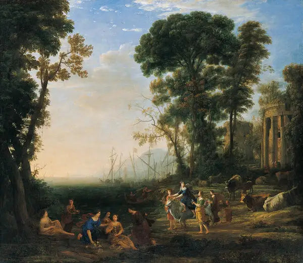 Scène côtière avec Europe et le taureau - Claude Lorrain image 1 copie de tableau peinte à la main