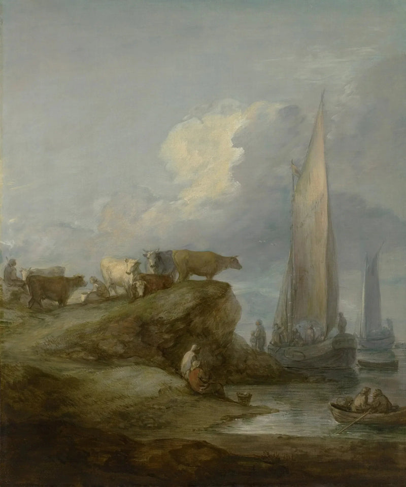 Scène côtière con navi e bestiame - Thomas Gainsborough