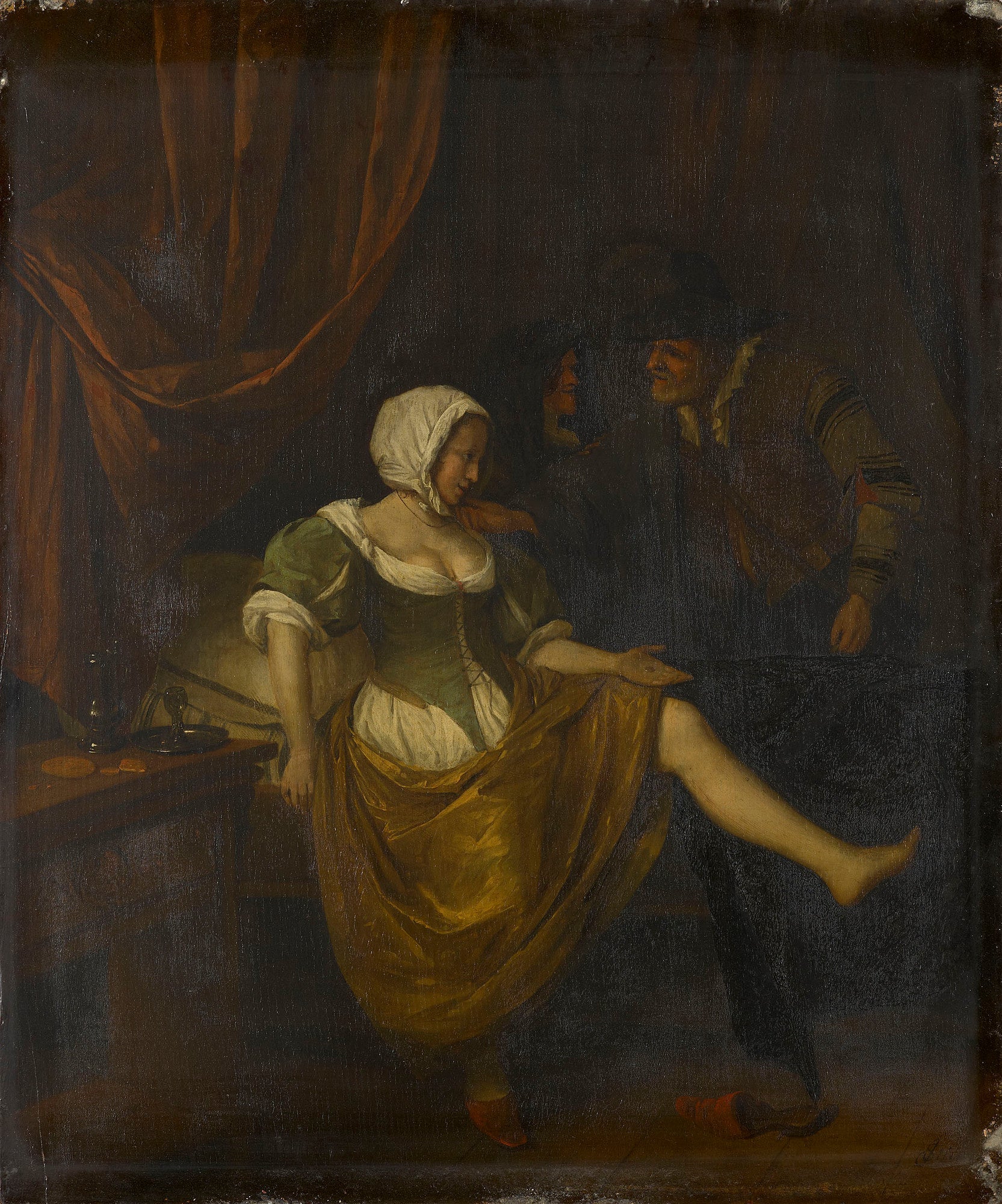 Scène dans un bordel avec un vieil homme donnant de l'argent à une fille - Jan Steen image 1 reproduction réalisée par Alpha Reproduction