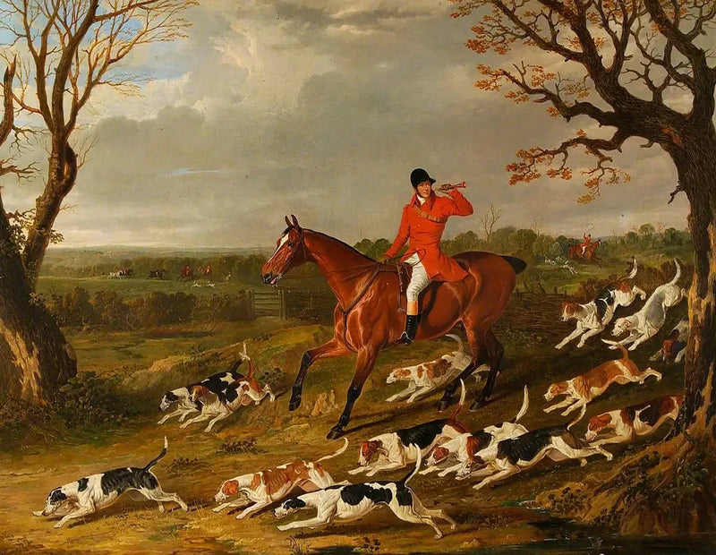 Scène di caccia con foxhounds - John Frederick Herring, Sr.