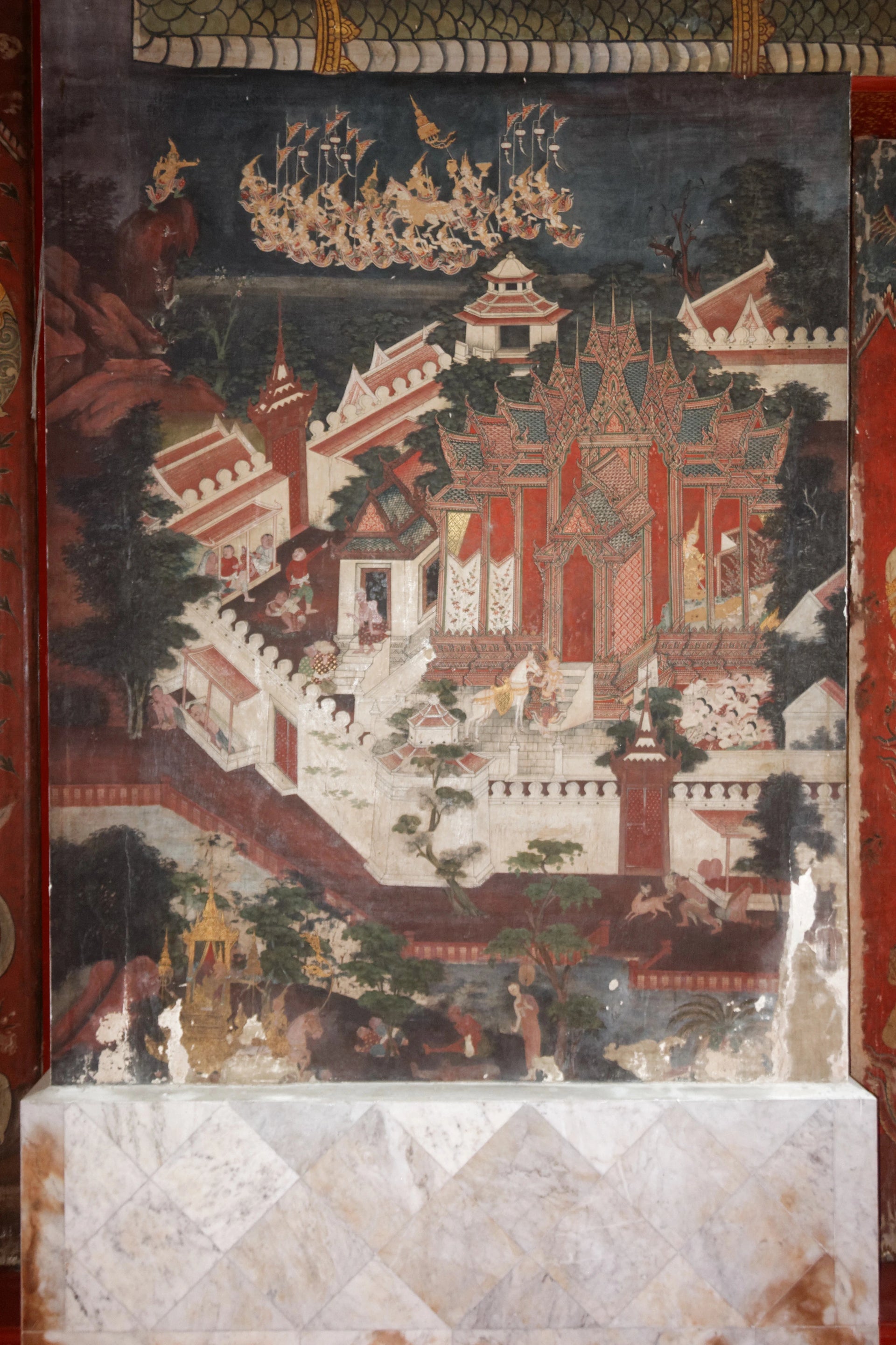 Scène de cour à Wat Suwannaram, Ateliers de Wat Suwannaram, XIXe siècle