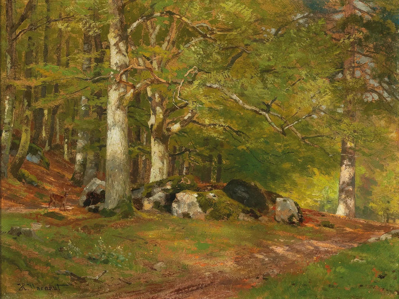 Scène de forêt con cervi - Hugo Darnaut