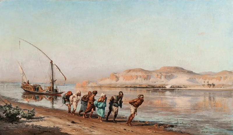 Scène di ormeggio sul Nilo - Frederick Arthur Bridgman