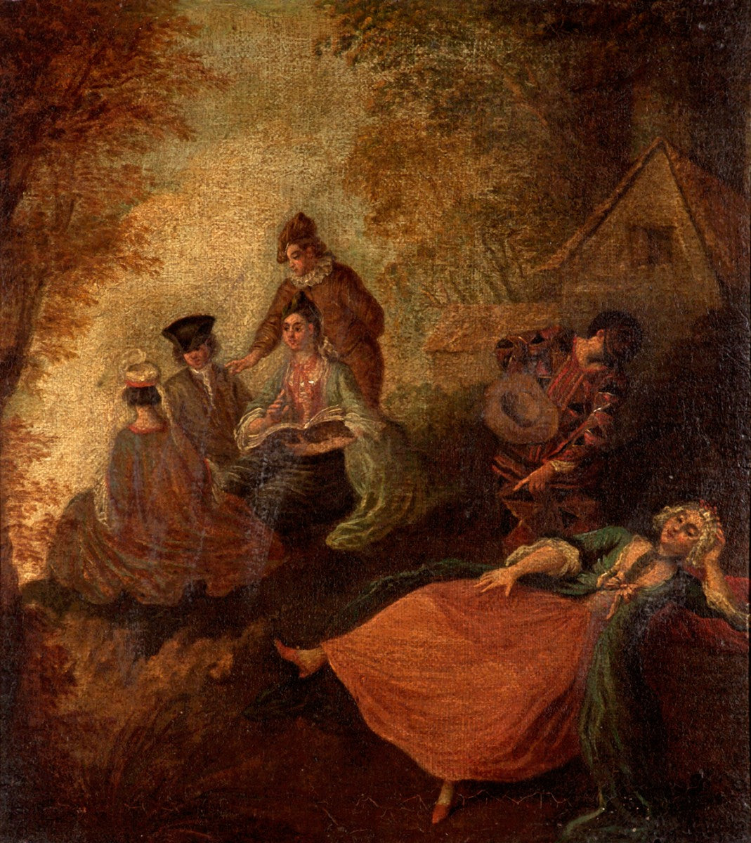 Scène de jardin avec personnages - Antoine Watteau image 1 reproduction de peinture à l’huile