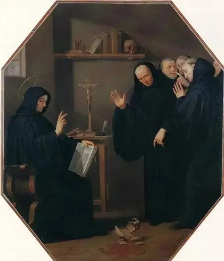 Scène della vita di san Benedetto. La Coppa di vino avvelenato - Philippe de Champaigne