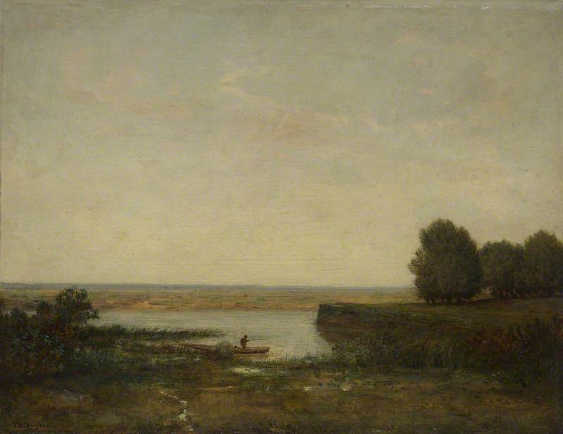 Scène de rivière - Théodore Rousseau image 1 tableau peint à l’huile sur toile