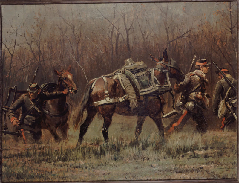 Scène militare : mobiles conduisant des muli di ambulanze (frammento del panorama di Champigny) - Édouard Detaille