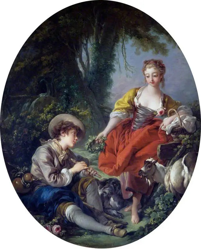 Scène pastorale : pastore con una pipa e una ragazza - François Boucher
