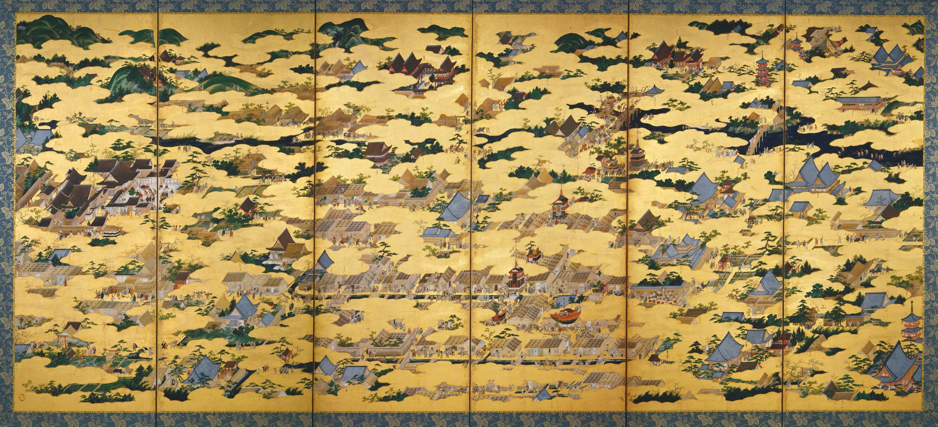 Scènes à l’intérieur et autour de Kyoto, Kanō Eitoku, 1565
