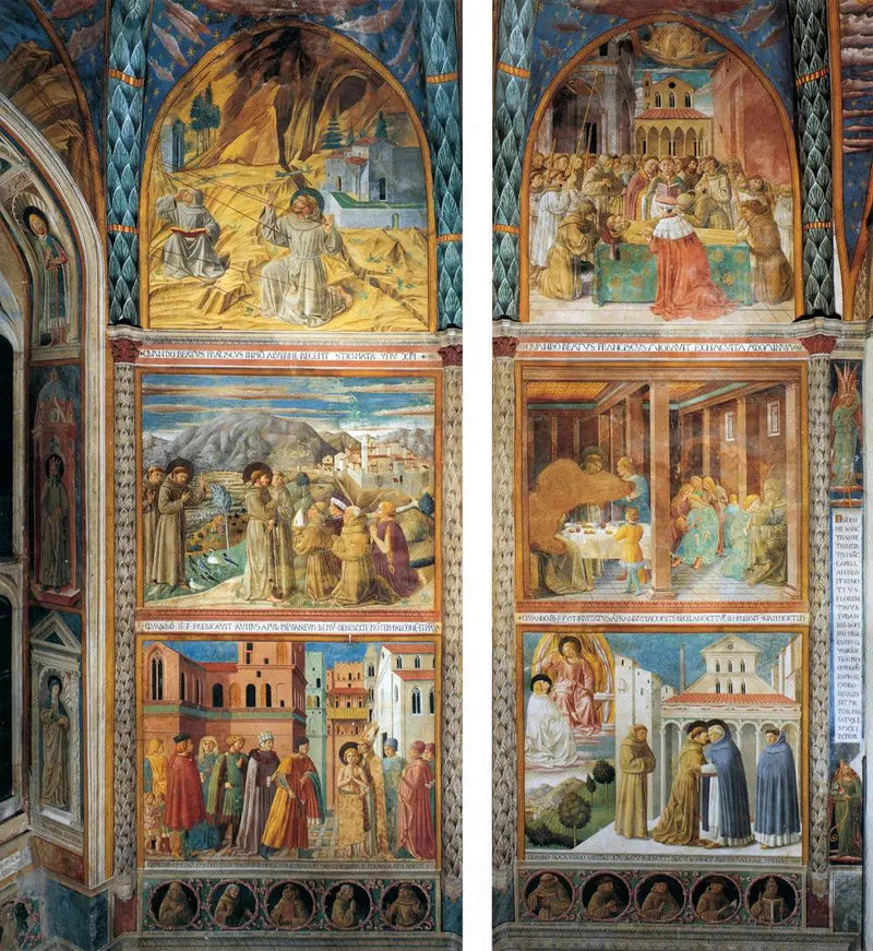 Scene della vita di san Francesco, parete sud - Benozzo Gozzoli