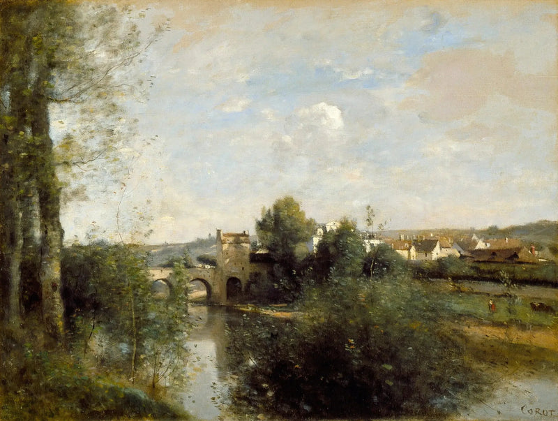 Senna e vecchio ponte a Limay - Jean-Baptiste Camille Corot
