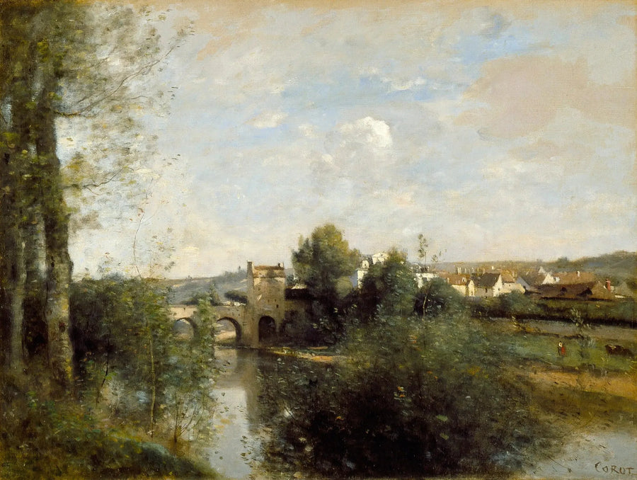 Senna e vecchio ponte a Limay - Jean-Baptiste Camille Corot