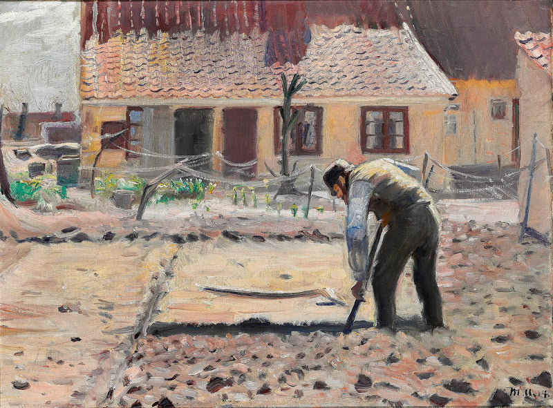 Senius sta lavorando nel suo orto. - Michael Peter Ancher