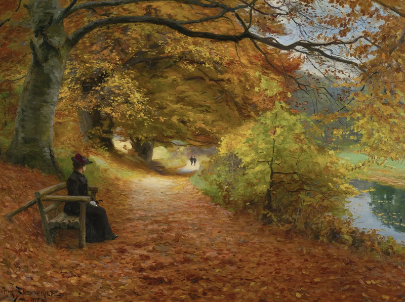 Sentier boscoso in autunno - H. A. Brendekilde