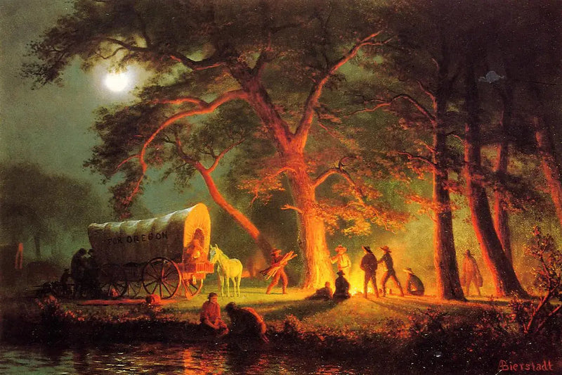 Sentiero dell'Oregon (falò) - Albert Bierstadt