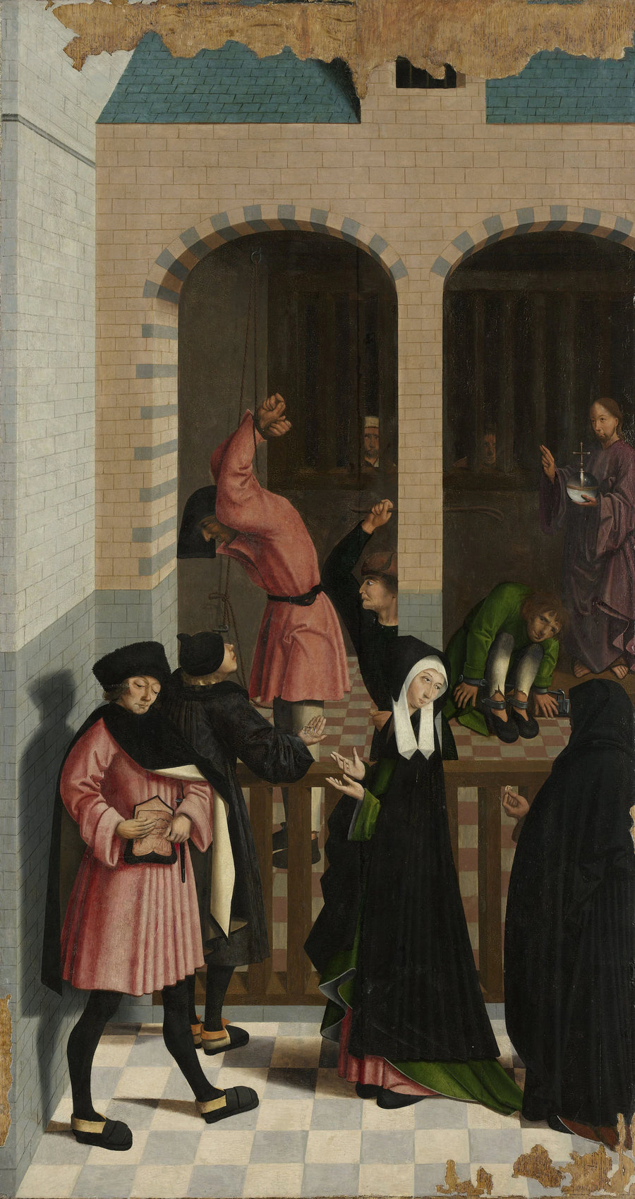 Les sept œuvres de miséricorde. 7 : Réconforter les prisonniers. - Maître d'Alkmaar