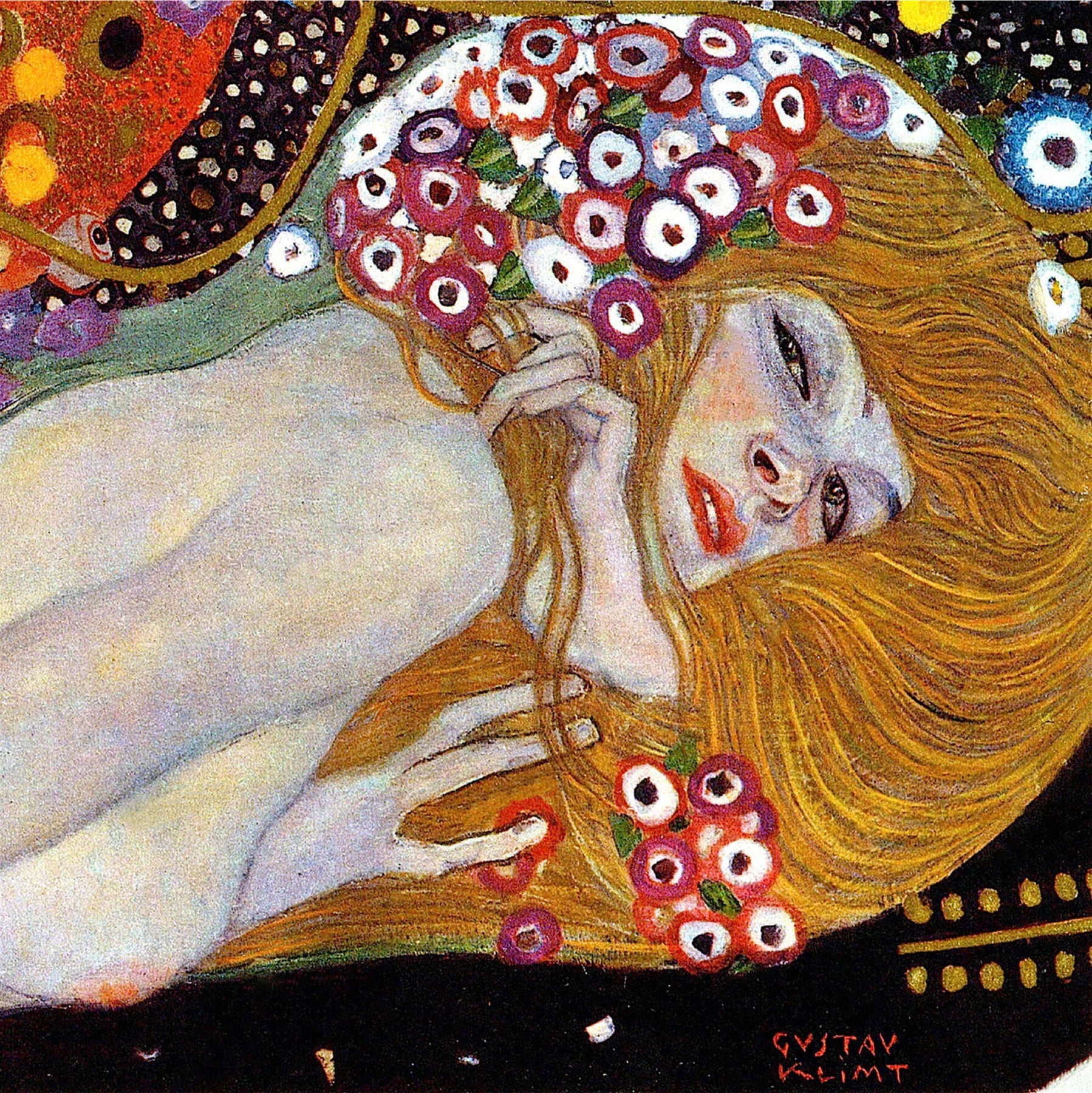 Reproduction du tableau « 🐍 Serpents d'eau II (Détail) – Gustav Klimt (1904–1907) » par Alpha Reproduction en peinture à l’huile