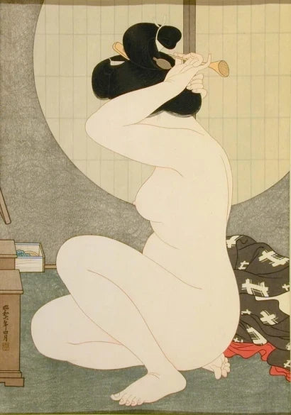 Femme arrangeant ses cheveux — Hirano Hakuhō