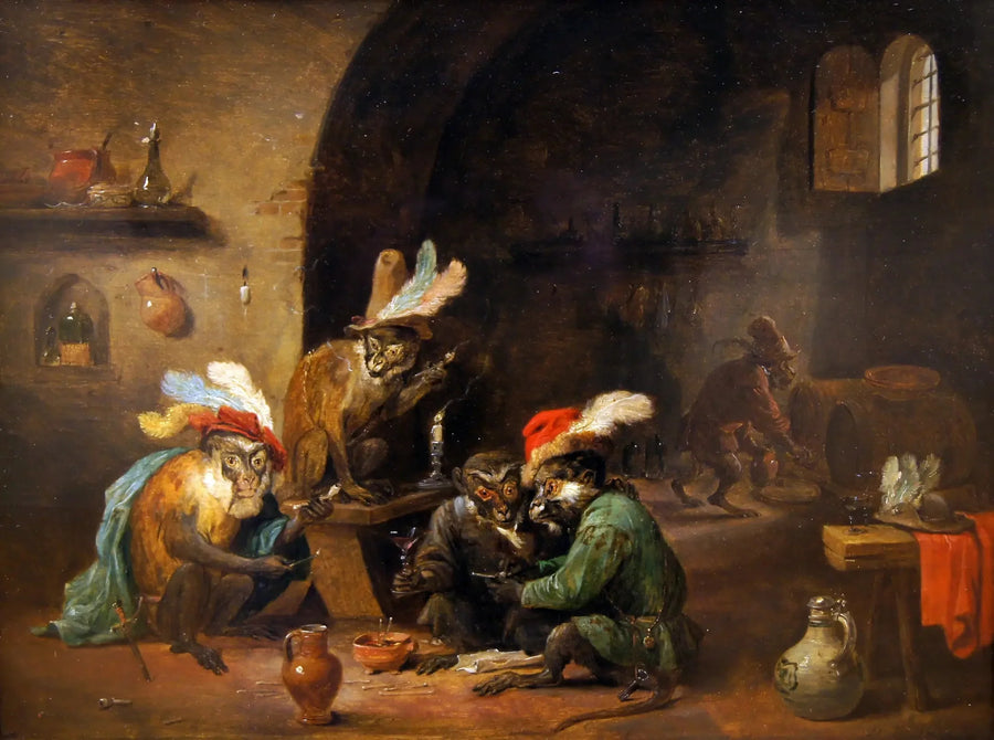 Scimmie fumanti - David Teniers il Giovane