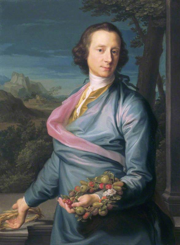 Sir Matthew Fetherstonhaugh, 1er baronnet, deputato (1714-1774) con corone di frutta e mais - Pompeo Batoni