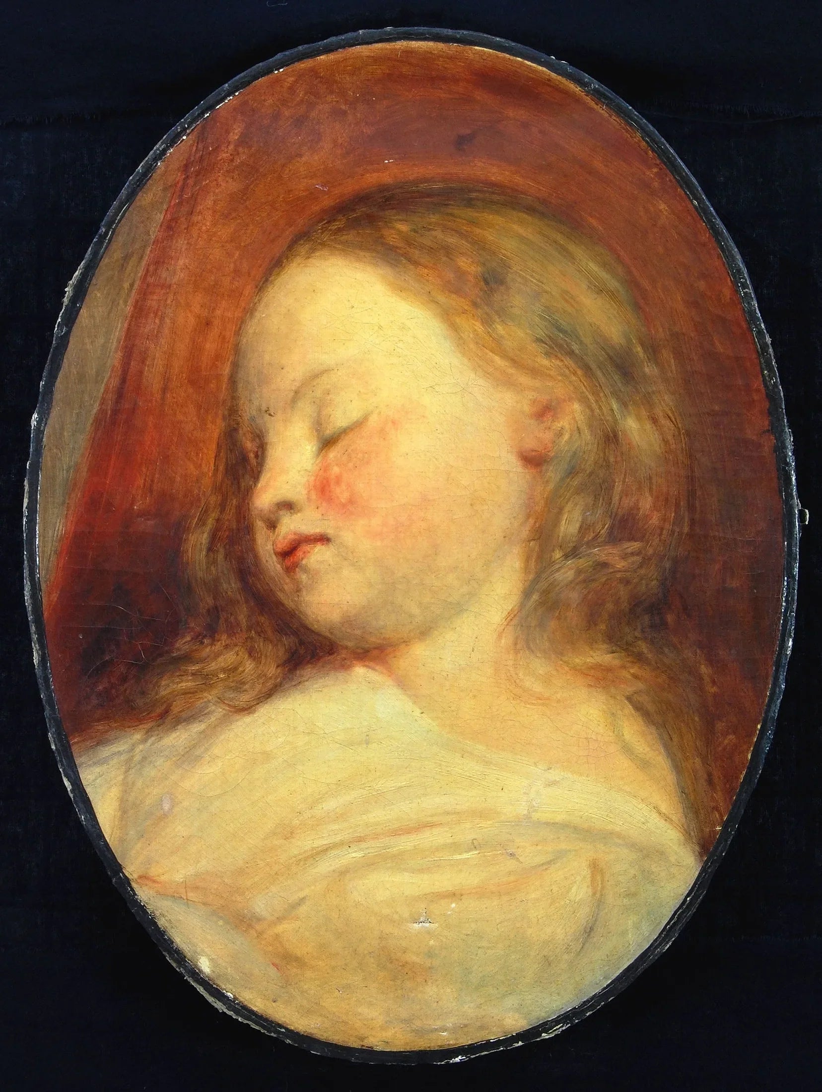 Slapend kind - Ary Scheffer image 1 tableau peint à l’huile sur toile