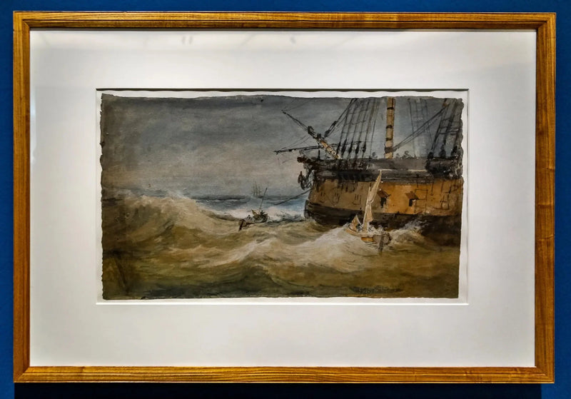 Piccole barche accanto a una nave da guerra - J. M. W. Turner