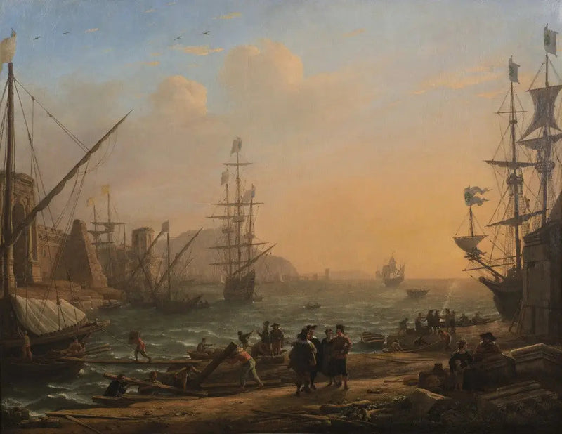 Serata : Un porto marittimo al tramonto - Claude Lorrain