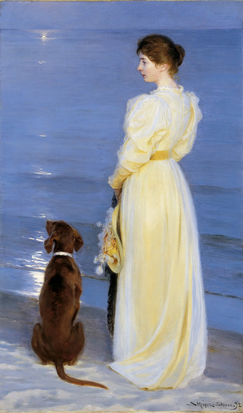 Serata estiva a Skagen – La donna dell'artista con il suo cane - Peder Severin Krøyer