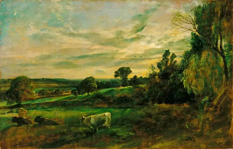 Serata estiva: vista vicino a East Bergholt che mostra la chiesa di Langham, la chiesa di Stratford e la chiesa di Stoke-by-Nayland - John Constable