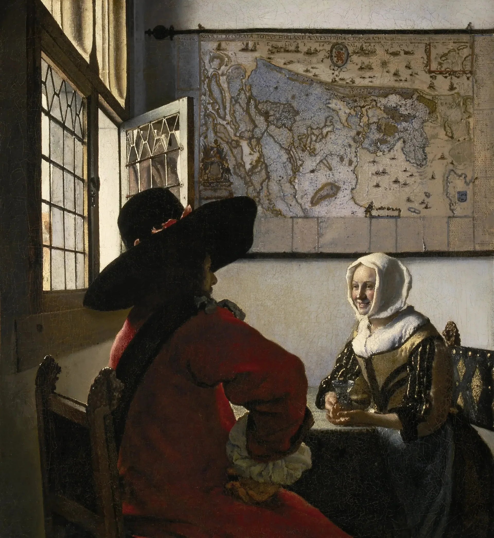 Soldat et jeune fille riante - Johannes Vermeer image 1 copie peinte à la main à l’huile