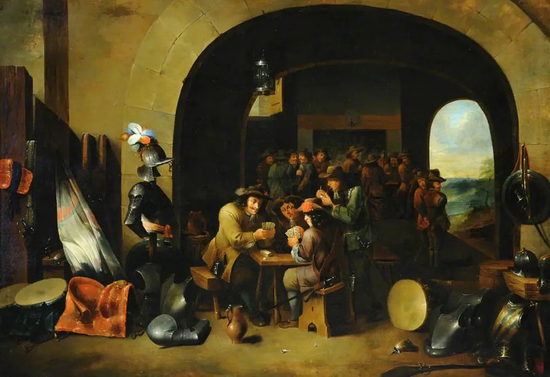 Soldati che giocano a carte in una sala di guardia - David Teniers il Giovane