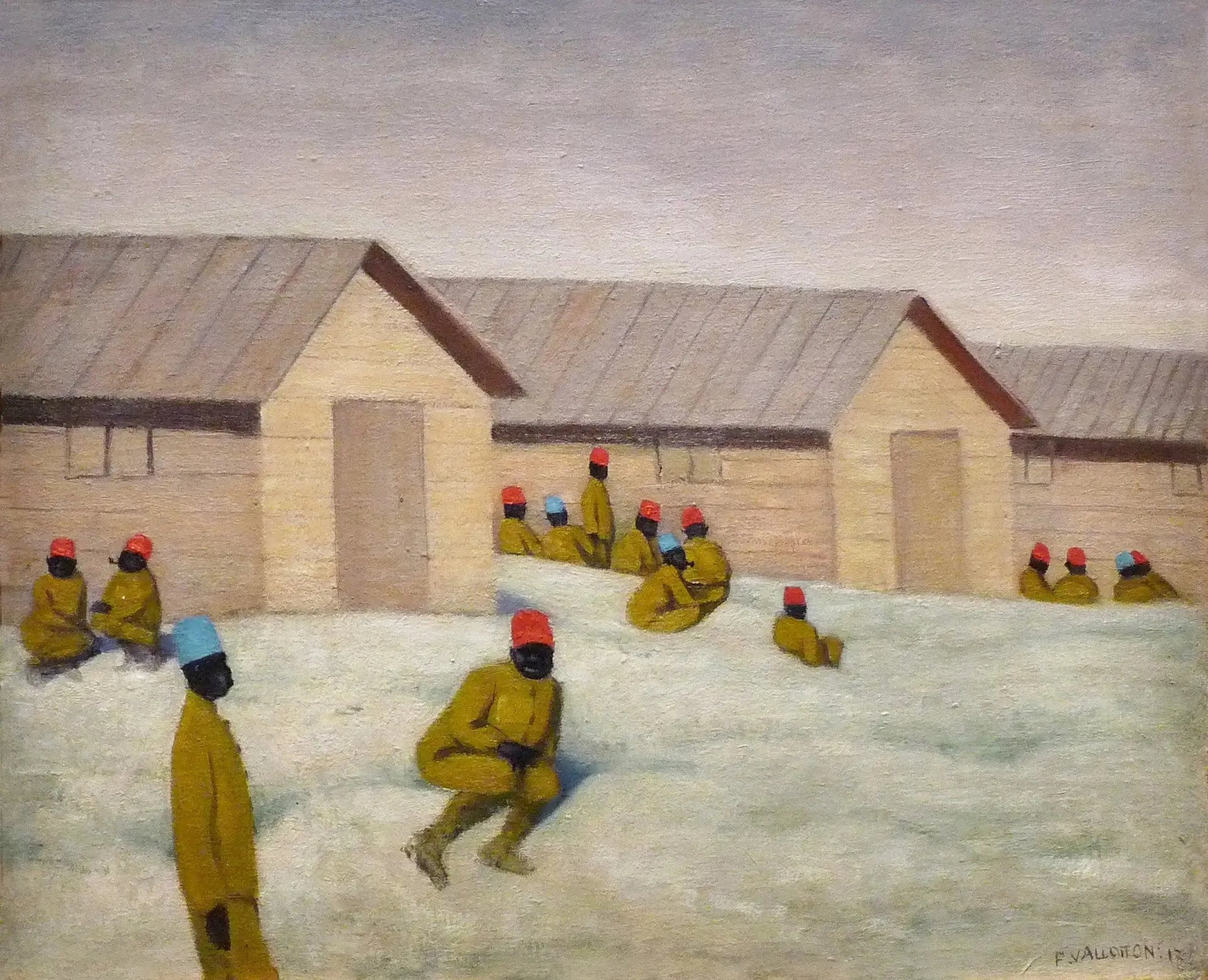 Soldats sénégalais au camp de Mailly - Félix Vallotton image 1 copie peinte à la main à l’huile